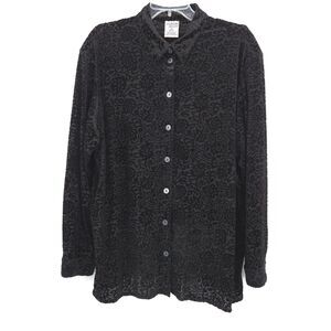 Alison Daley velvet burnout button up tuinc top Size 20w black floral